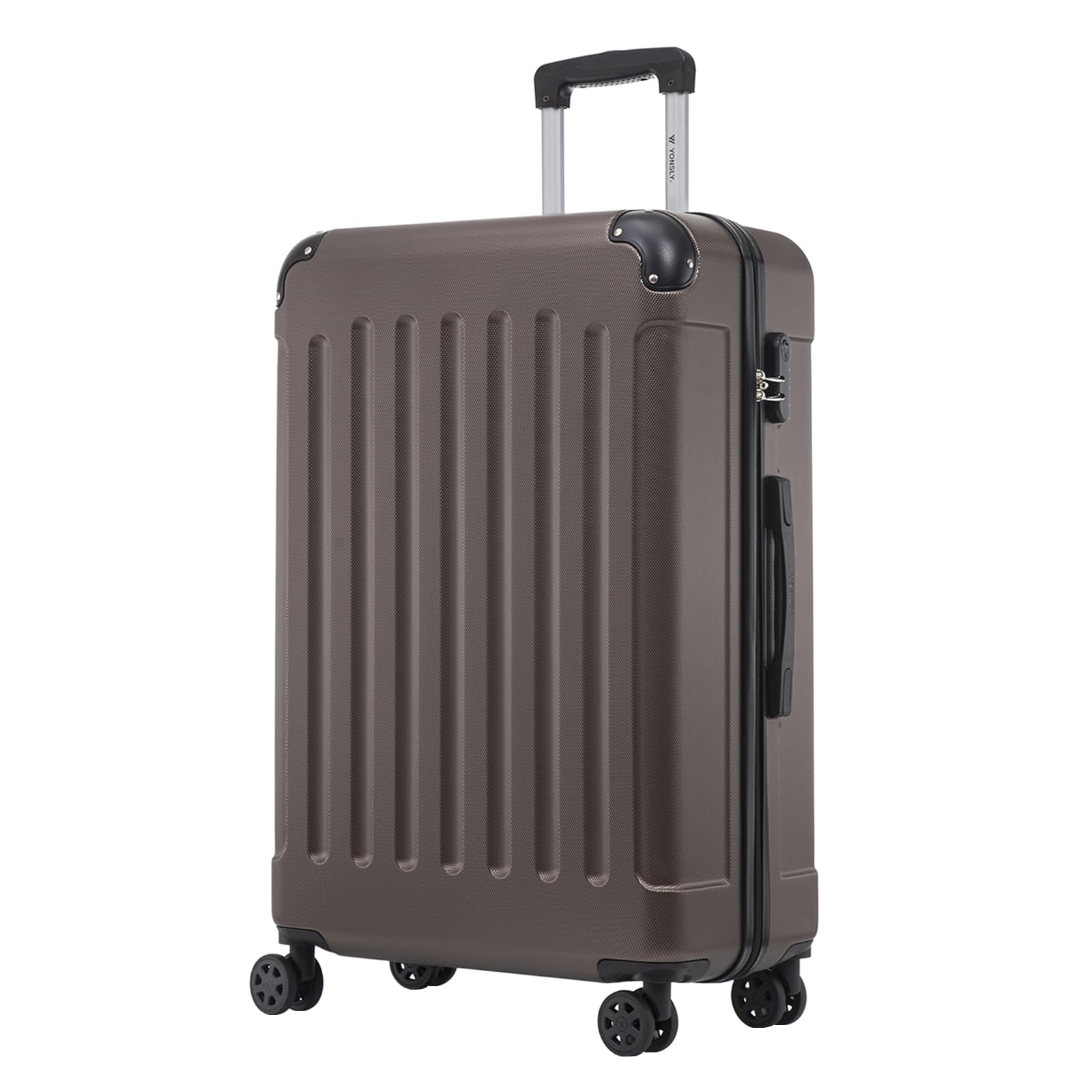 YONSLY Trolley Reisekoffer Set, Koffer Suitcase, Rollkoffer Handgepäck Hartschalenreisekoffer mit Zahlenschloss, 4 Rollen 360°, Weicher Gummigriff