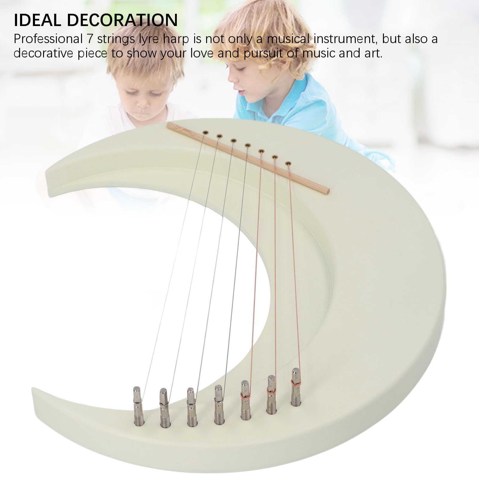Arpa a Lira a 7 Corde, Arpa a Lira Portatile Professionale a Forma di Luna per Bambini Adulti Principianti, Misteriosa Realizzata a Mano