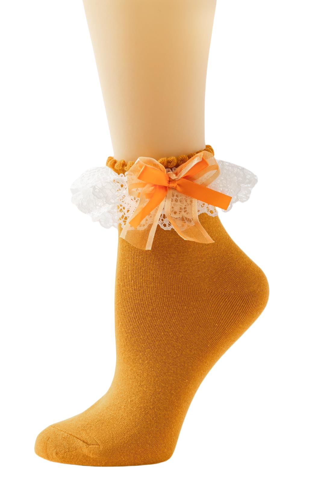 Gellwhu Lace Ruffle Frilly Ankle Socks for Women - Cute Kawaii Lolita Socks with Bow