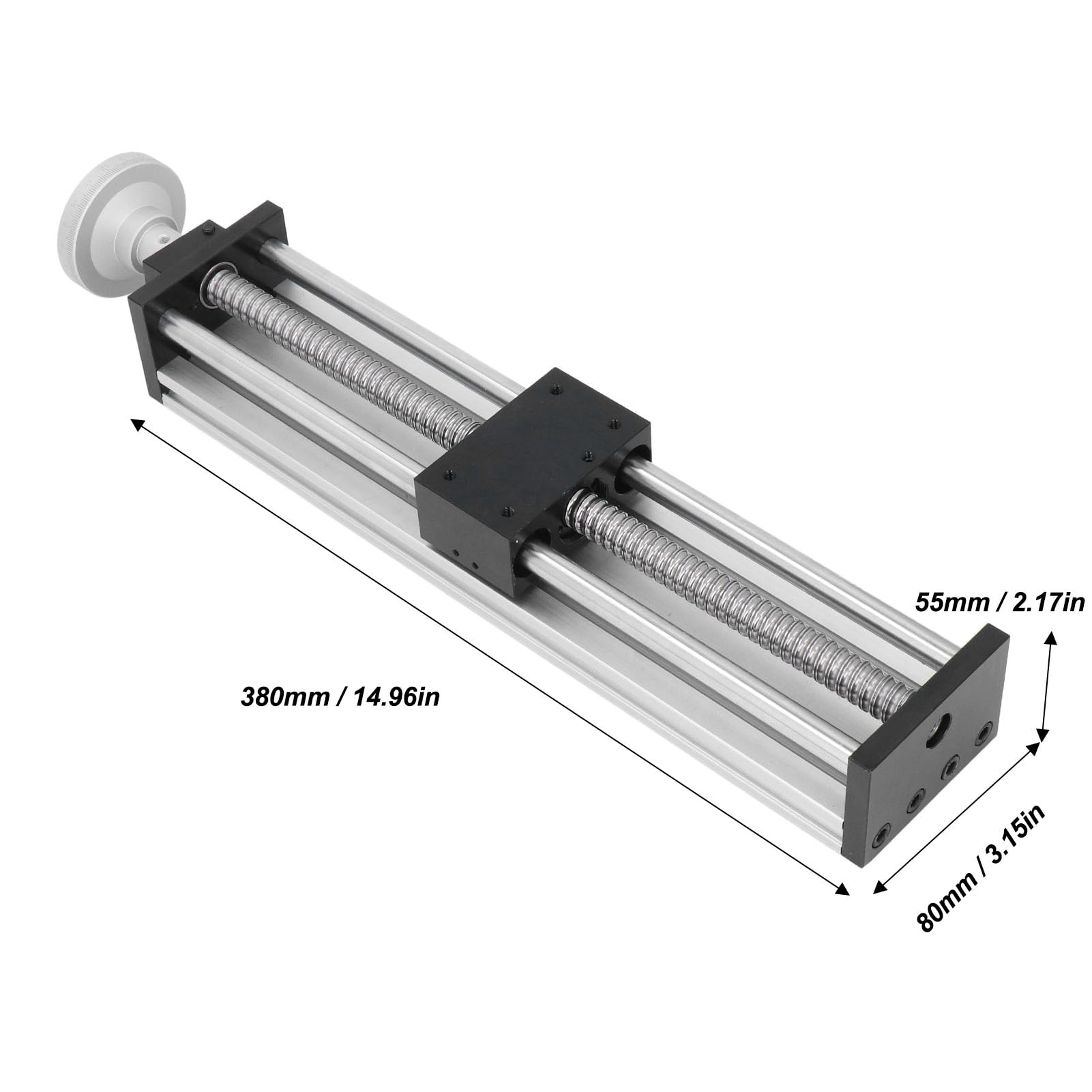 300mm Stroke CNC Linear Stage Motion Actuator with Handwheel, Aluminum Alloy Cross Slide Rail with Ballscrew, for CNC Router Machine