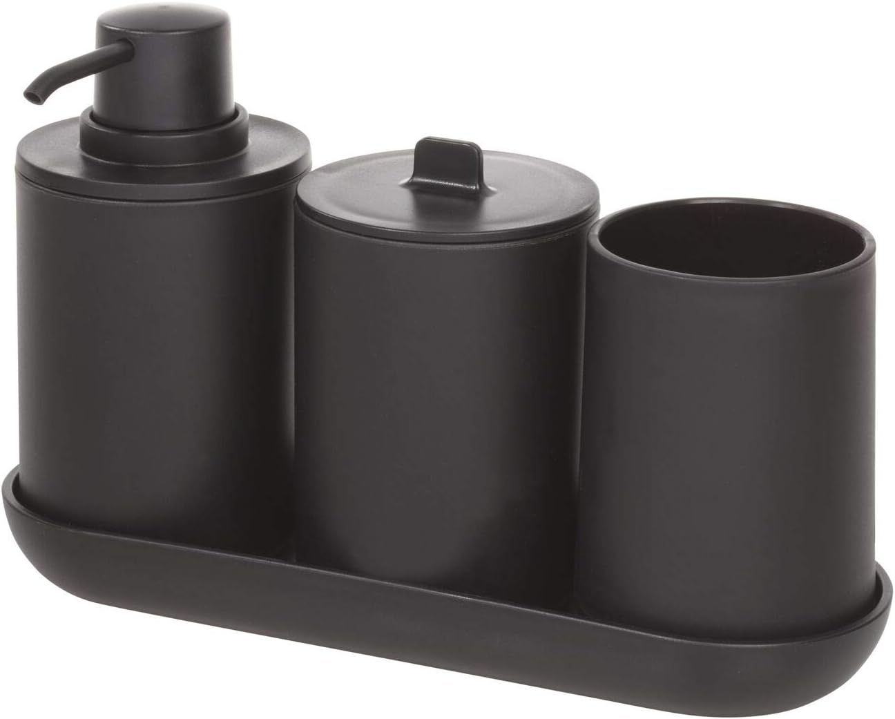 iDesign 28737ES Cade 4-Piece Bathroom Accessory Set, Matte Black, 24.5 cm x 8.9 cm x 16.2 cm
