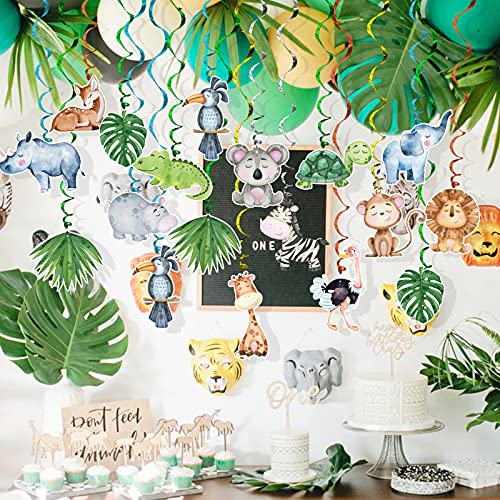 Jungle Animal Wild One Party Supplies Decorations 30 Pack Foil Ceiling Hanging Swirls Streams Party Banner Decor For Kids Adults Safari Birthday Celebrating Party Events Baby Shower Room Wall Decor #TOP1