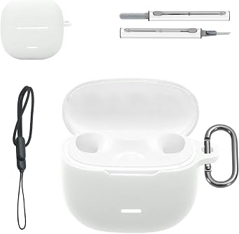 Redmi Buds 8 Activeケースカバー、液体シリコンフルボディ保護カバー。指紋、防塵、耐衝撃、肌に優しい質感ホワイト