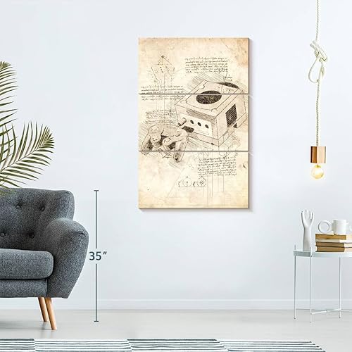 Miniatura 7 de ElephantStock - Nintendo Game Cube Wall Art - Vertical Multi Panel Canvas - 3 Piece Living Room Wall Decor - Drawing Video Game Multi Piece Wall Art
