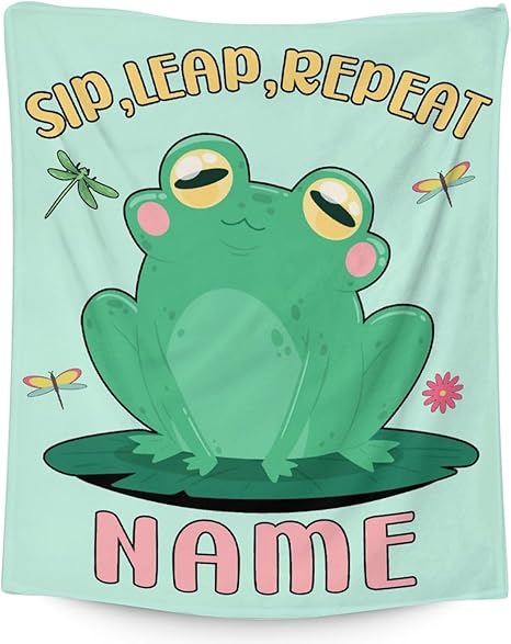 Mercuryelf Custom Frog Throw Blanket - Soft, Fuzzy & Warm - 40x50 Inches Flannel Blankets for Travel, Office - Light Green Funny Throws Gift for Kids