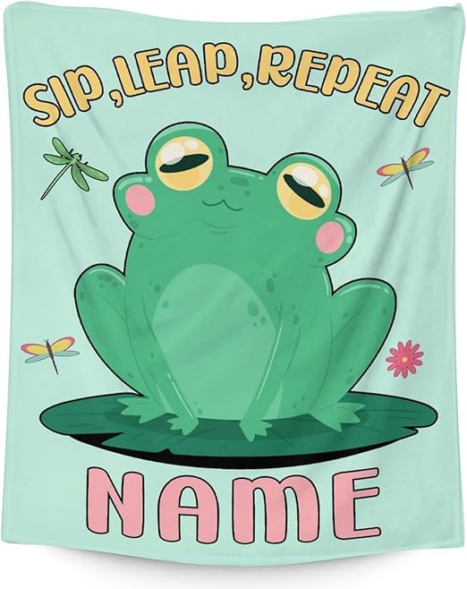 Mercuryelf Custom Frog Throw Blanket - Soft, Fuzzy & Warm - 40x50 Inches Flannel Blankets for Travel, Office - Light Green Funny Throws Gift for Kids
