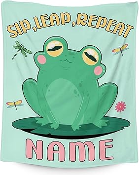 Mercuryelf Custom Frog Throw Blanket - Soft, Fuzzy & Warm - 40x50 Inches Flannel Blankets for Travel, Office - Light Green Funny Throws Gift for Kids