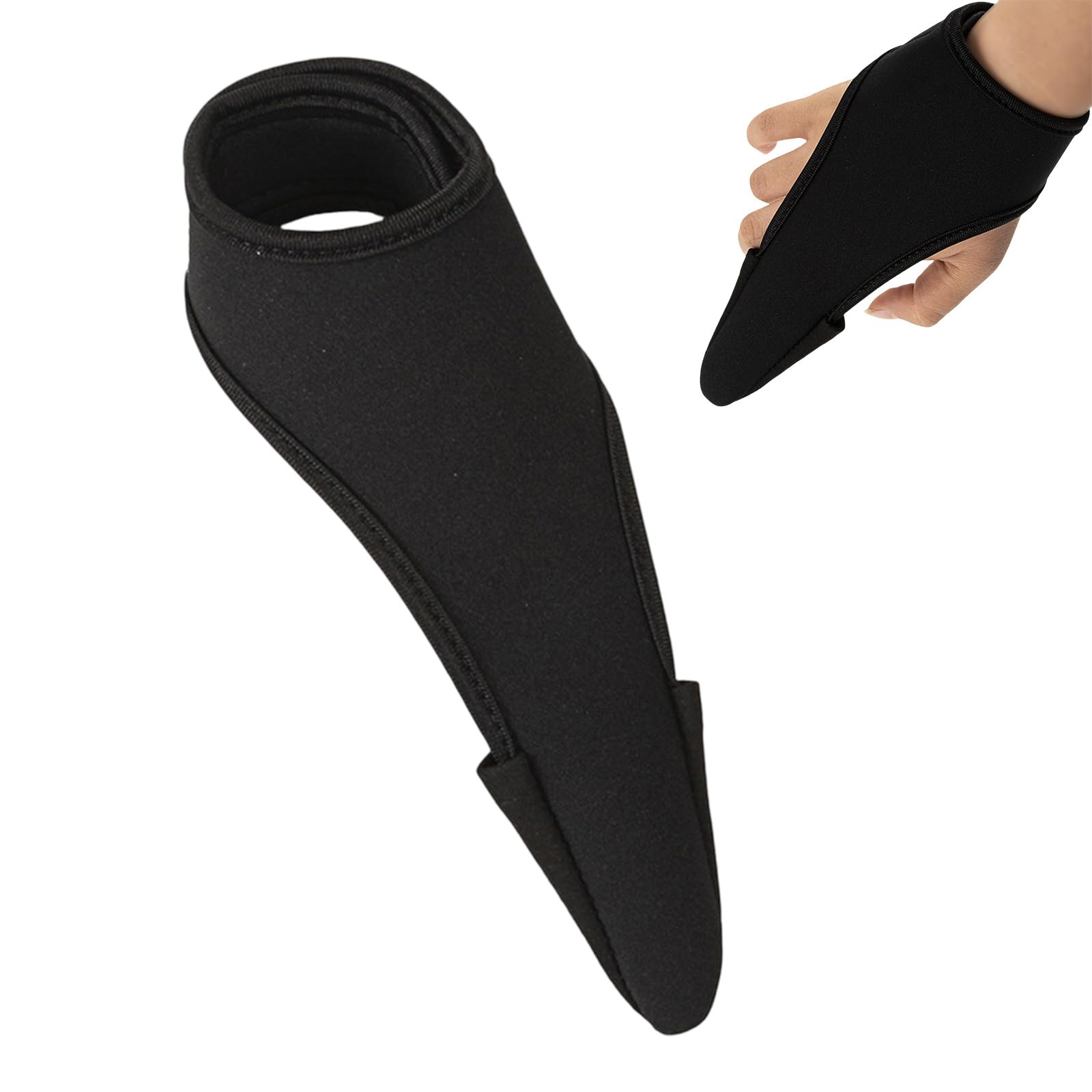 ApexPine Black Sheepskin Fishing Index Finger Protector, Unisex Elastic Finger Stall Glove, Comfortable Wear-Resistant Single Finger Guard for Outdoor Angling, Casting & Line Pulling
