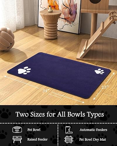 Miniatura 7 de Tapete de alimentación para mascotas, tapete absorbente para alimentos y agua, sin manchas, de secado rápido, dispensador de agua para perros,