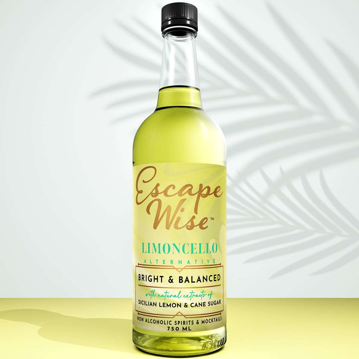 ESCAPE WISE Limoncello Liqueur Alternative | Non-Alcoholic Cordial | The World’s Leading Developer of Non-Alcoholic Spirits, Liqueurs & Mocktails | 25.4 FL OZ (750 ML)