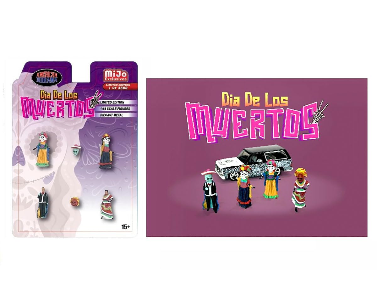 American Diorama Dia de Los Muertos 2" 6 Piece Diecast Set (4 Figures, 2 Masks) Limited Edition to 3600 Pieces Worldwide for 1/64 Scale Models AD-76527MJ