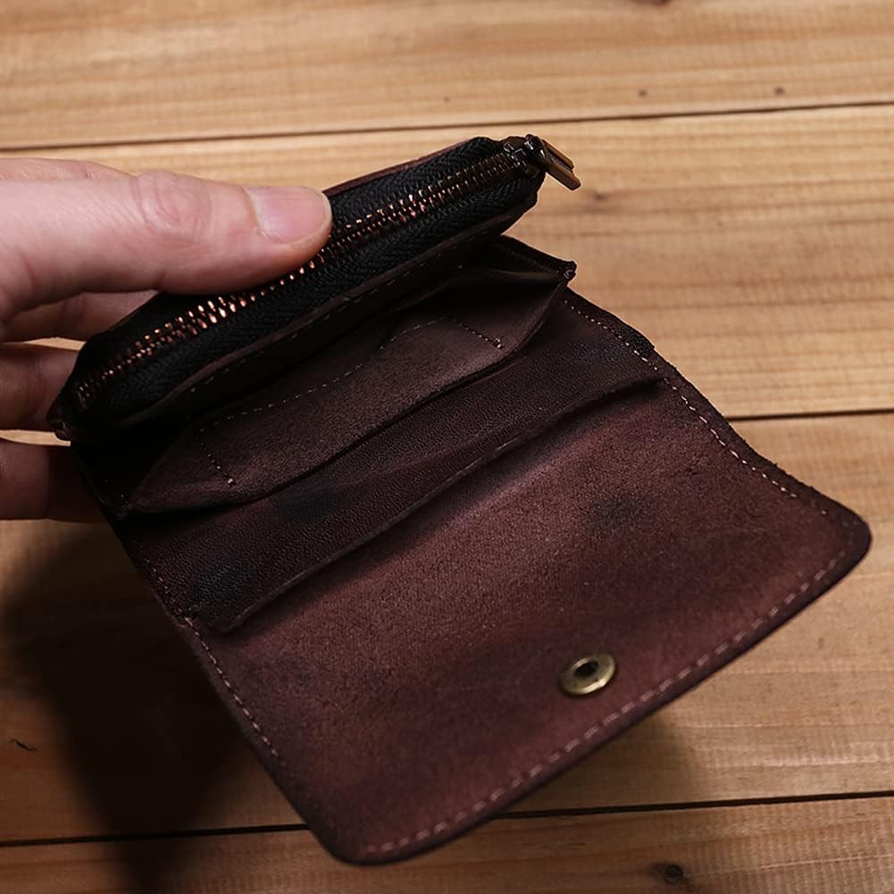 1 Pcs Leather Zipper Coin Purse Wallet With Card Slots,Snap Leather Coin Pouch, Coin Organizer, Change Holder,Card Case, Leather Zipper Storage Bag for Men & Women - Image 3