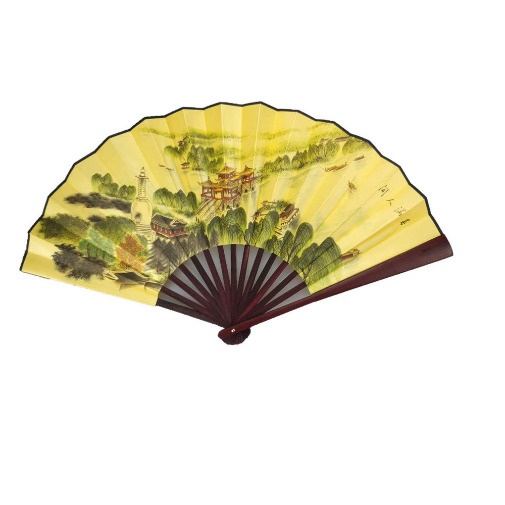 Enertai Men's Style_2 Bamboo Chinese Fan Tai Chi Kung Fu Folding Fans Made Of Silk And Elastic Bamboo（13Inch