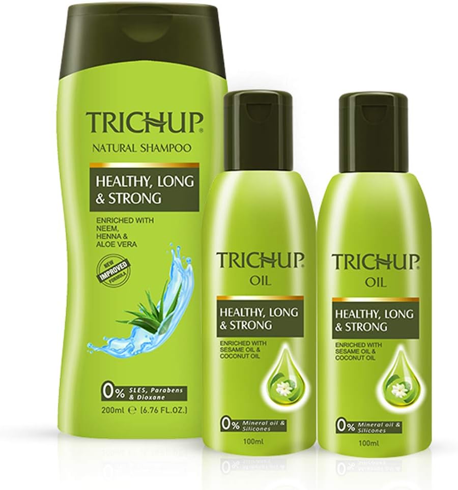Trichup Long Hair Care or Hair Growth Kit (Healthy Long & Strong Oil (200ml x 2), Healthy Long & Strong Shampoo (200ml) (PACK OF 3)