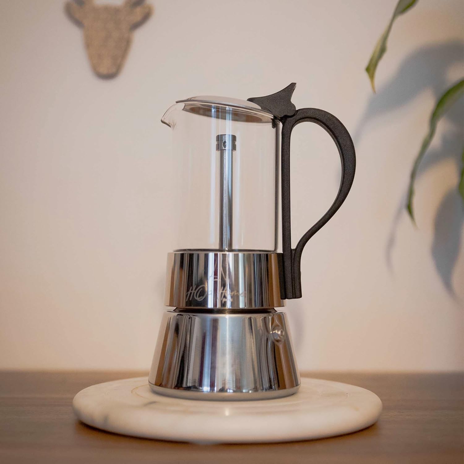 HO2 HOME PARIS®🇫🇷 Cafetière Italienne 4 Tasses (240mL) Machine à Café Moka en Verre & Inox