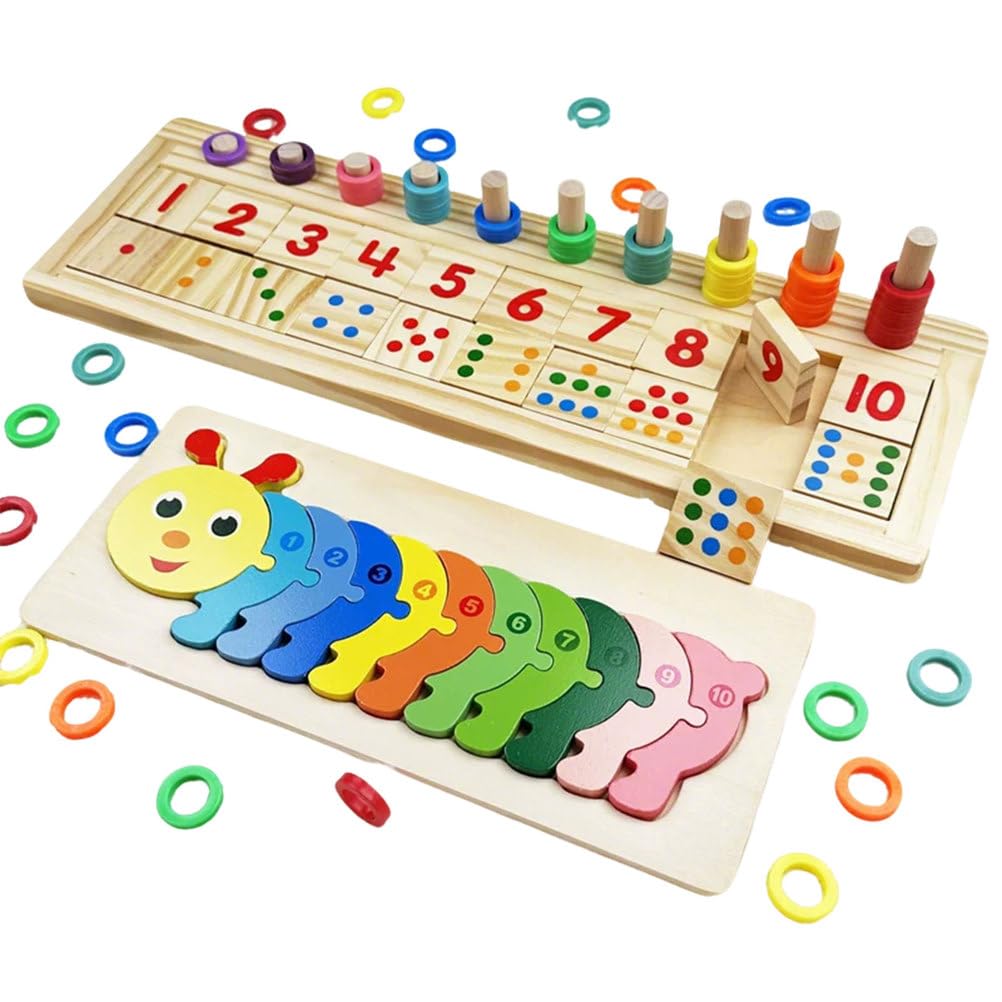 ttnmrc Montessori 2 in 1 Wooden Math Counting Toy