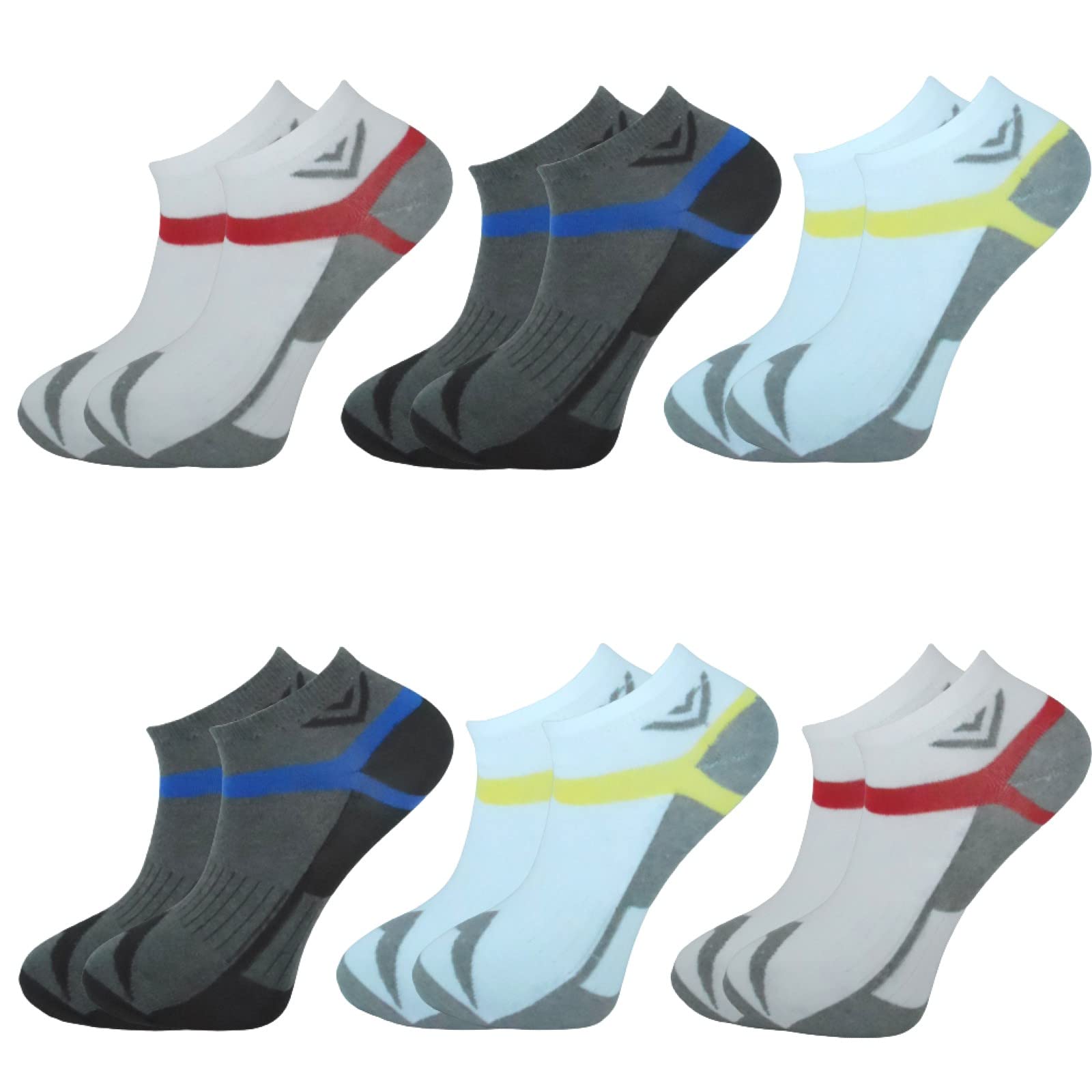 (6 Pairs) Mens Trainer Socks Ankle No-Show Low Cut Liners Sports Running Gym Training Outdoor Adults UK Size 6-11