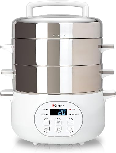 Euro Cuisine FS2500 food steamer, 17.0-quart, White/Stainless Steel
