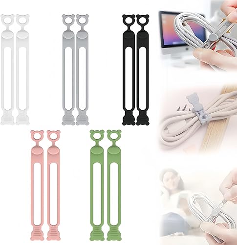 Organizador de cables de datos, nuevas bridas de cable de silicona reutilizables, organizador de gestión de cables multiusos, 106mm, organizador de