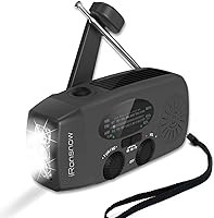 iRonsnow IS-088 Solar Hand Crank NOAA Weather Radio: 2000mAh Phone Charger, AM/FM, LED Flashlight, SOS Alarm - Emergency Must-Have