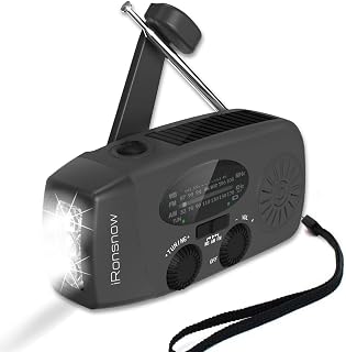 iRonsnow IS-088 Solar Hand Crank NOAA Weather Radio: 2000mAh Phone Charger, AM/FM, LED Flashlight, SOS Alarm - Emergency Must-Have