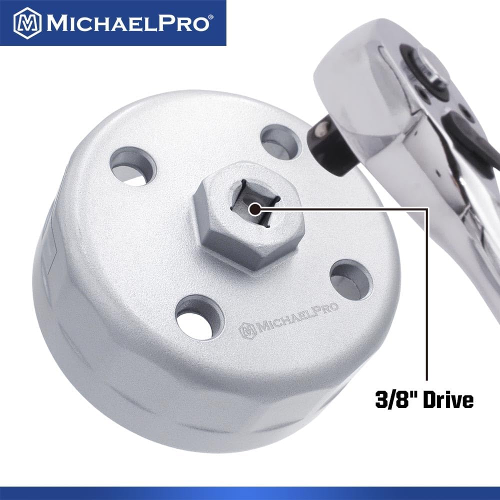 MichaelPro 88.8mm Oil Filter Cap Wrench for Hyundai and Kia, 15 flutes 3/8-Inch Drive, Easily Remove Stubborn Oil Filters | MP009097
