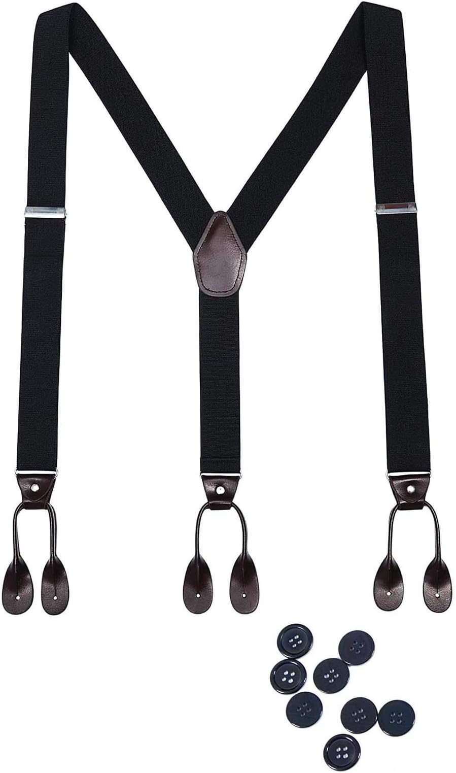 Men's Suspenders X Shape Utility Suspenders with 4 Clips Adjustable Elastic X-back Clips (Black1, one size)