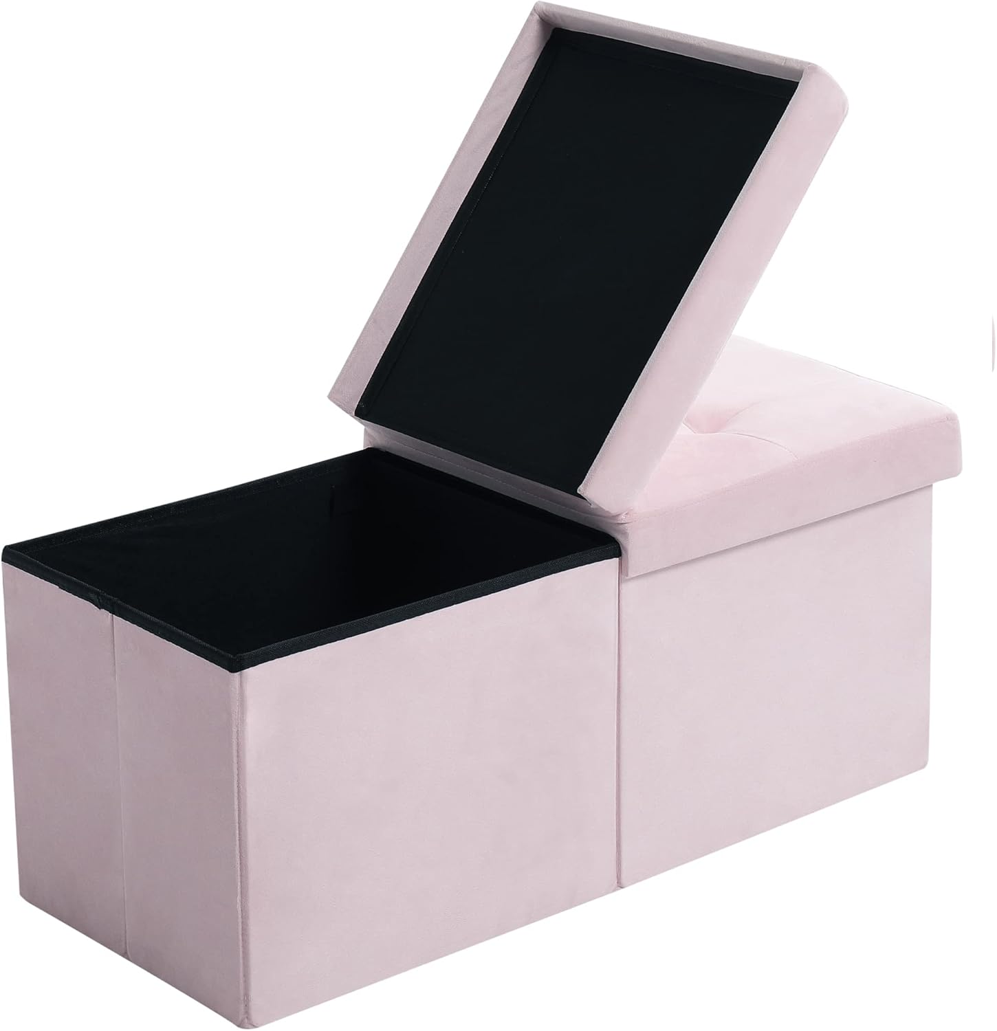 CUYOCA Storage Ottoman Bench Foldable Seat Footrest Shoe Bench End of Bed Storage with Flipping Lid, 75L Storage Space, 30 inches Velvet Pink - Image 9
