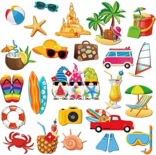 25 Pcs Cruise Door Magnets Summer Beach Magnets Car Magnets Tropical Hawaiian Cruise Door Decoration Palm Tree Gnome Pineapple Fridge Door Magnets
