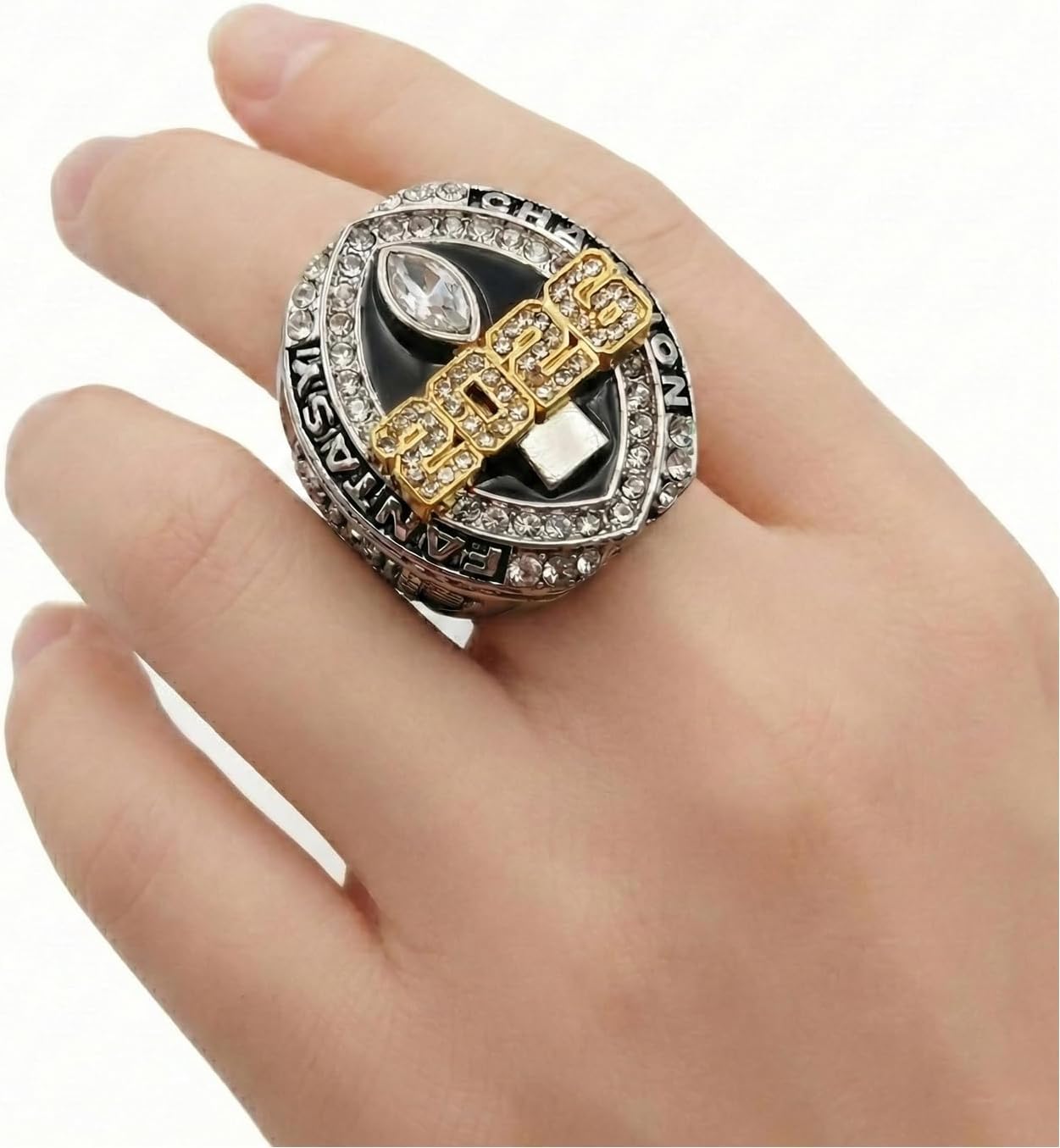 2026 Engraved Fantasy Football Winner Trophy Championship Prizes League Sports Fan Ring Set with Box