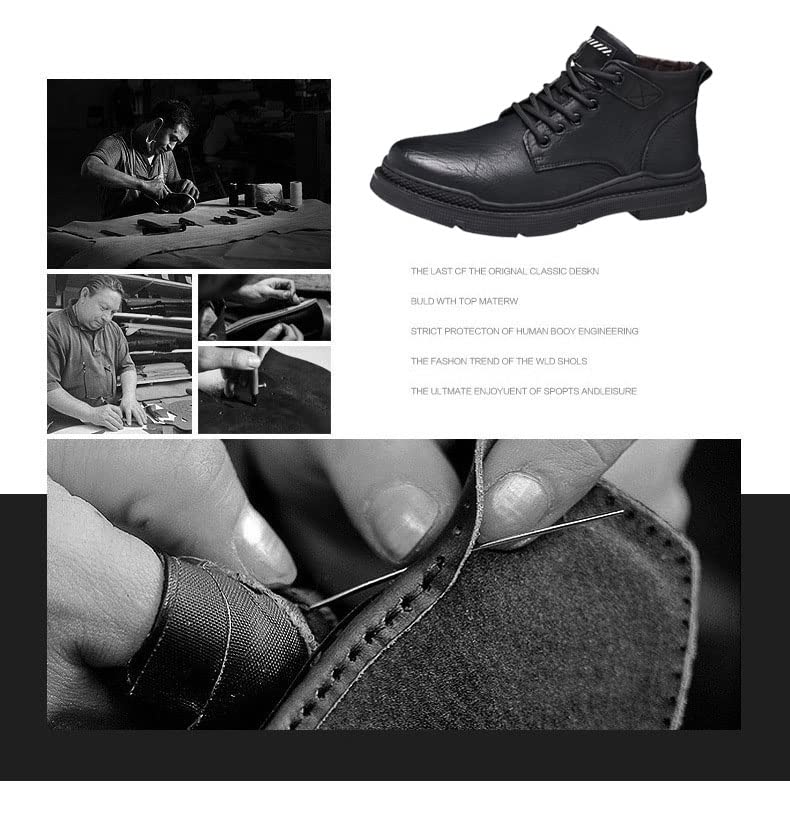 crossbaby Men's Italian High-top Casual Leather Boots, Round Toe Waterproof Non-Slip Shock-Absorbing Business Ankle Boots2