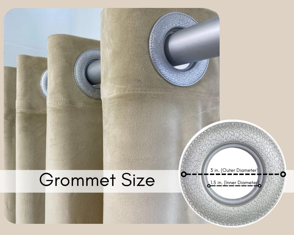 YOUR CHAIR COVERS - 52 X 63 Inch Velvet Curtains with Grommets - Beige - 2 Panels