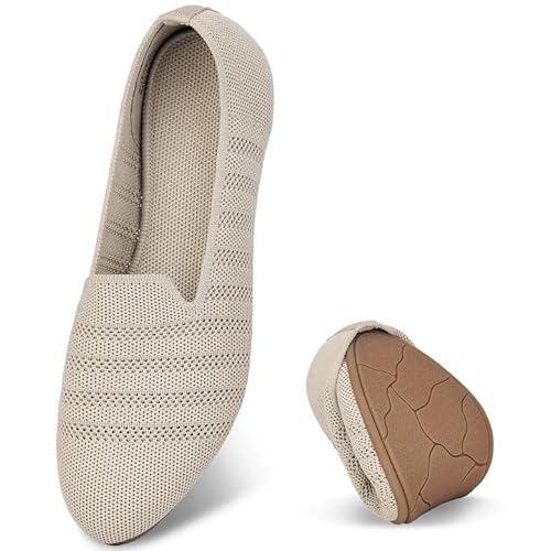 Puxowe Flats for Women Round Toe Flat Shoes Knit Women's Ballet Flat Shoes Dressy Ballerina Slip On Shoes for Women Foldable Comfortable Soft Low Wedge