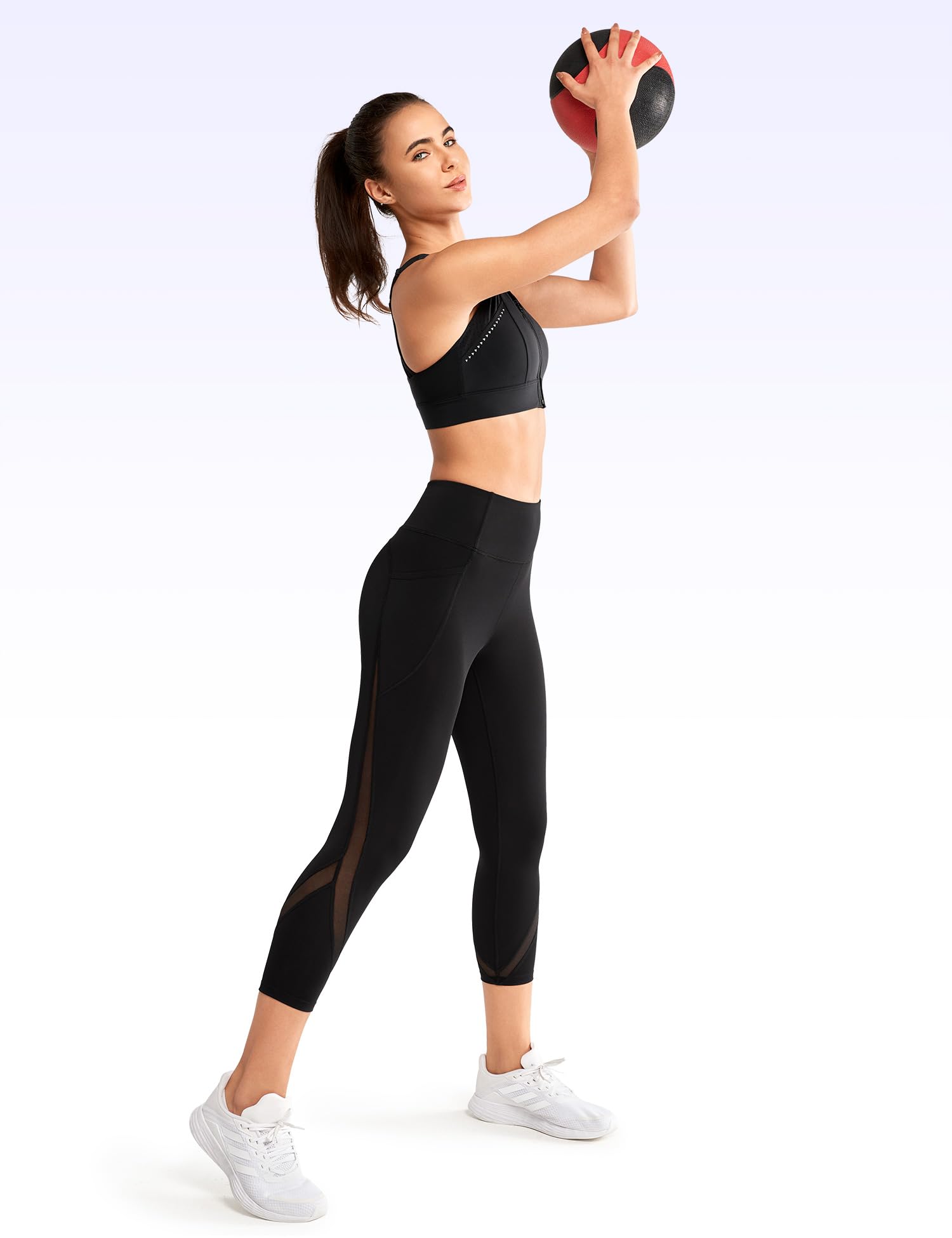 Yvette 3/4 Legging de Sport pour Femme avec Maille Taille Haute | Contrôle du Ventre Opaque,Ne glisse pas