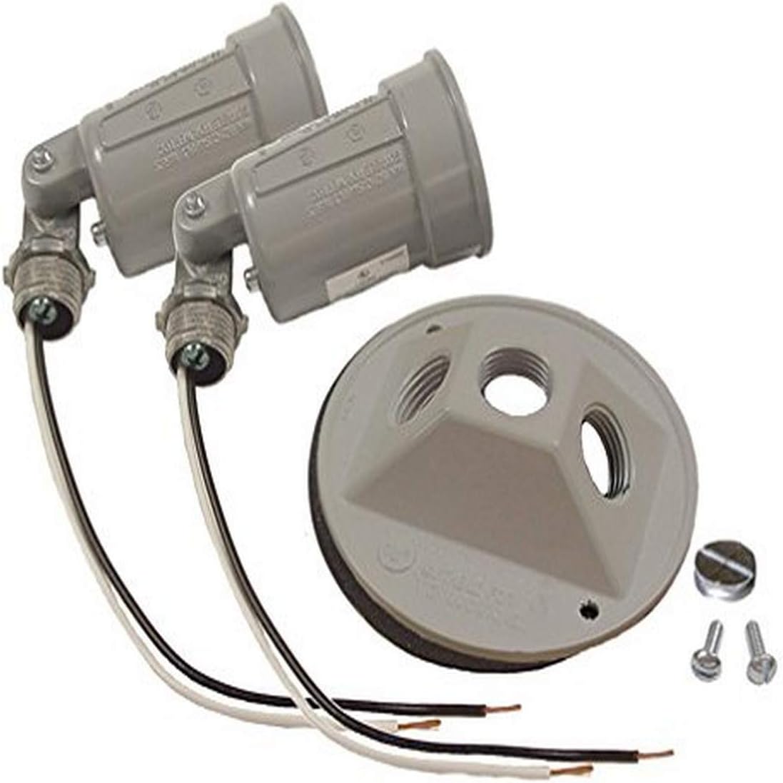 Raco 56255 FourInch Round 75100Watt Dual Lampholders, 2 Pack (Gray), Post Light Accessories