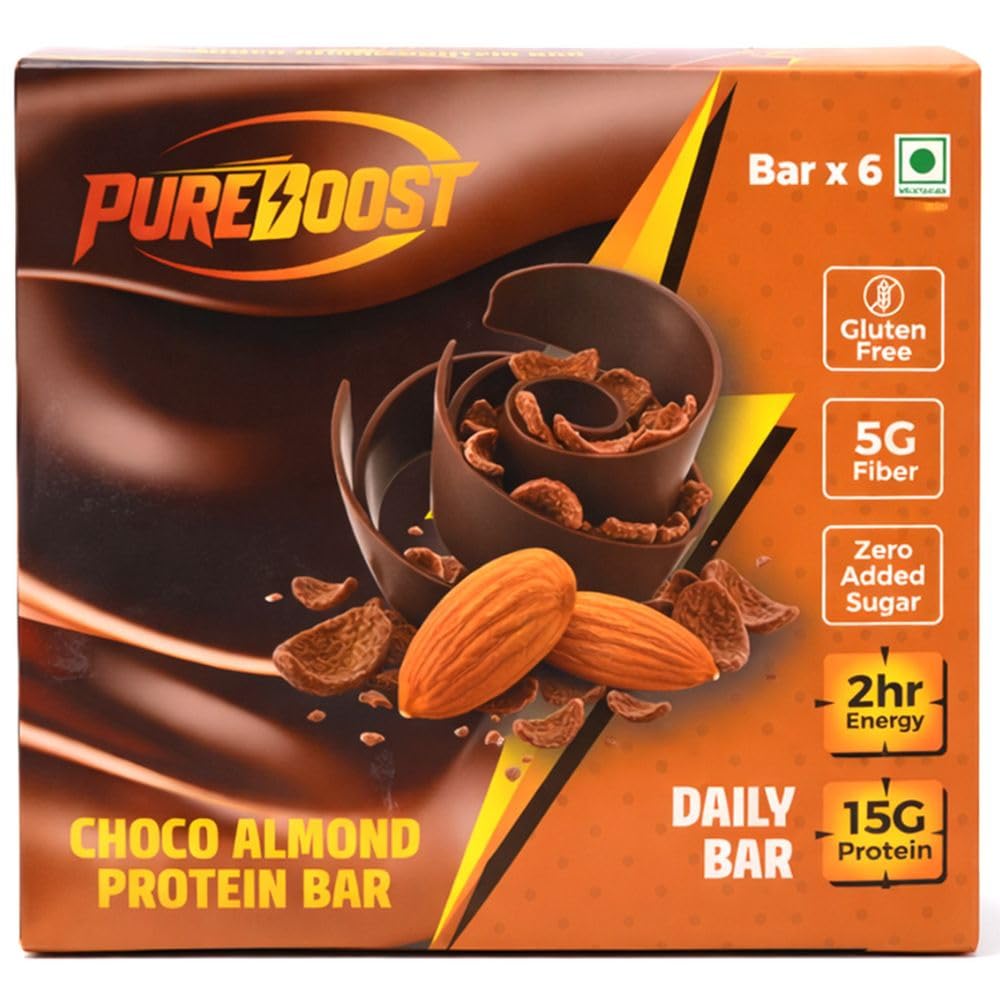 Choco Almond Protein Bar (Pack of 6) | 15g Protein Energy Bar | Gluten Free High Fiber Healthy Snack | Zero Added Sugar Nutrition Bar | Gym, Workout, Diet & Meal Replacement Snack-image-47