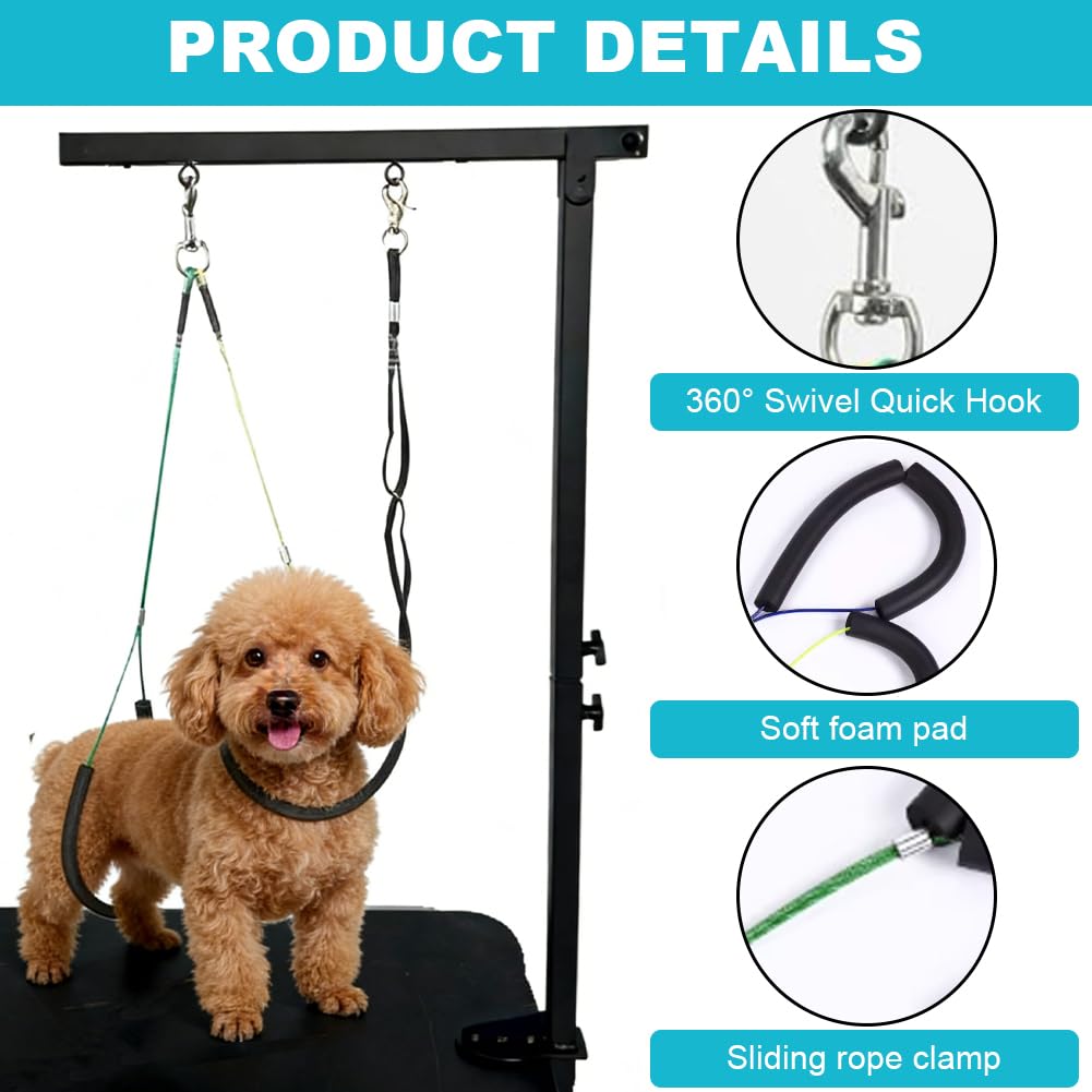 Frisiertisch Hund mit Klemme, Höhenverstellbare Trimmtisch für kleine und große Hunde, mit 2 Nicht-sitzenden Haunch-Halter,Einzelhebel,45-91 cm