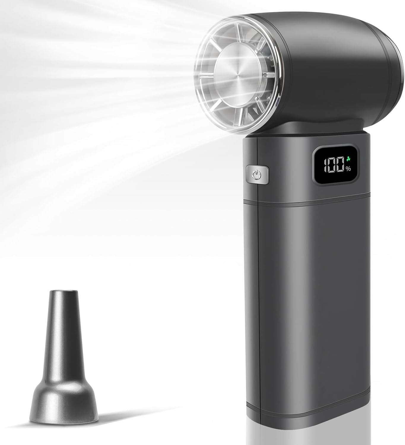 Portable Handheld Turbo Fan 9000mAh Powerful High-speed Hand Held Fan120000RPM Digital Display Personal Fan with LED Light for Travel Camping