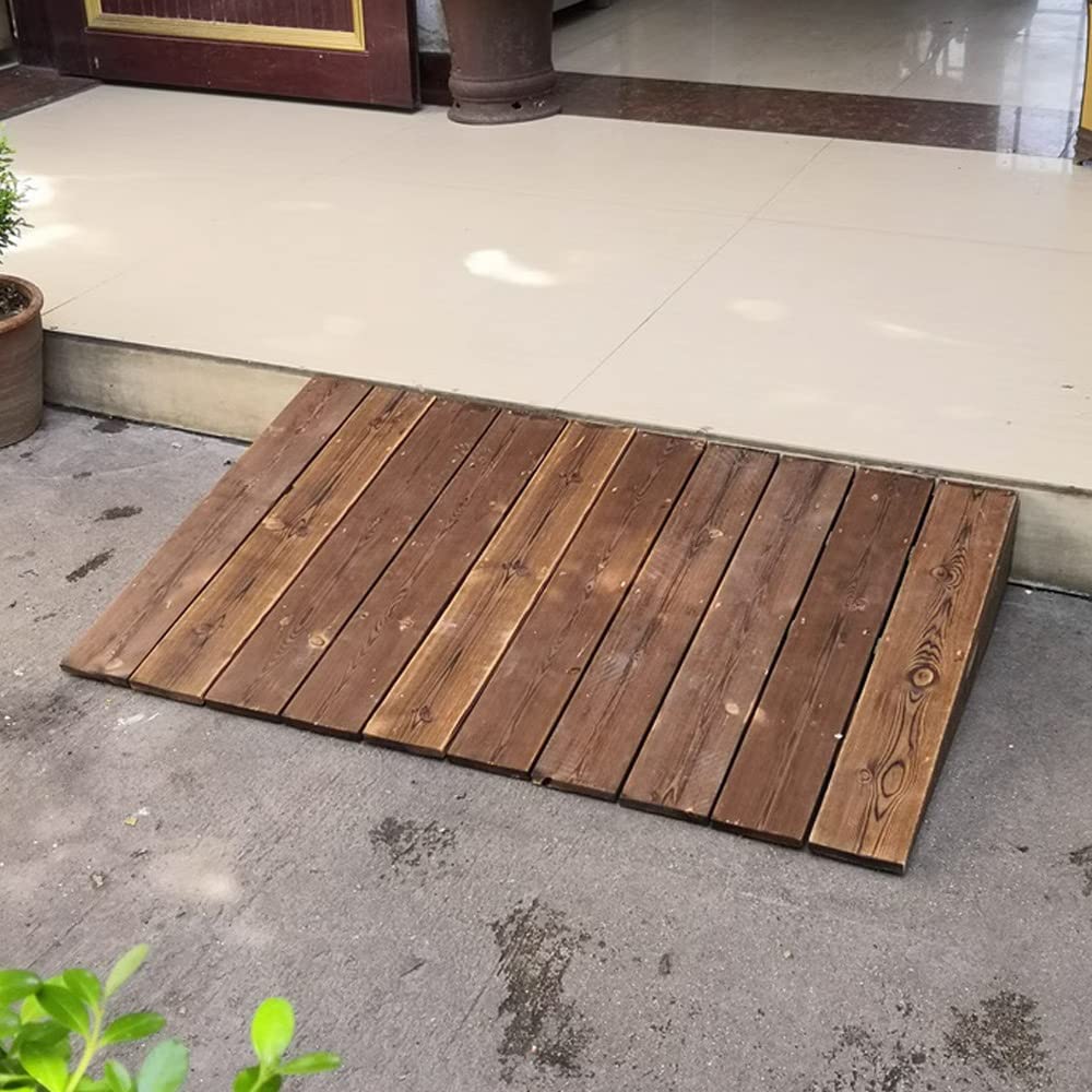 Rampa de umbral de Puerta EMISOO, rampa de Entrada de Madera Maciza, rampa de acera para Silla de Ruedas, rampa de Acceso portátil para Bicicleta y Motocicleta, 10/18/20/25 cm de a