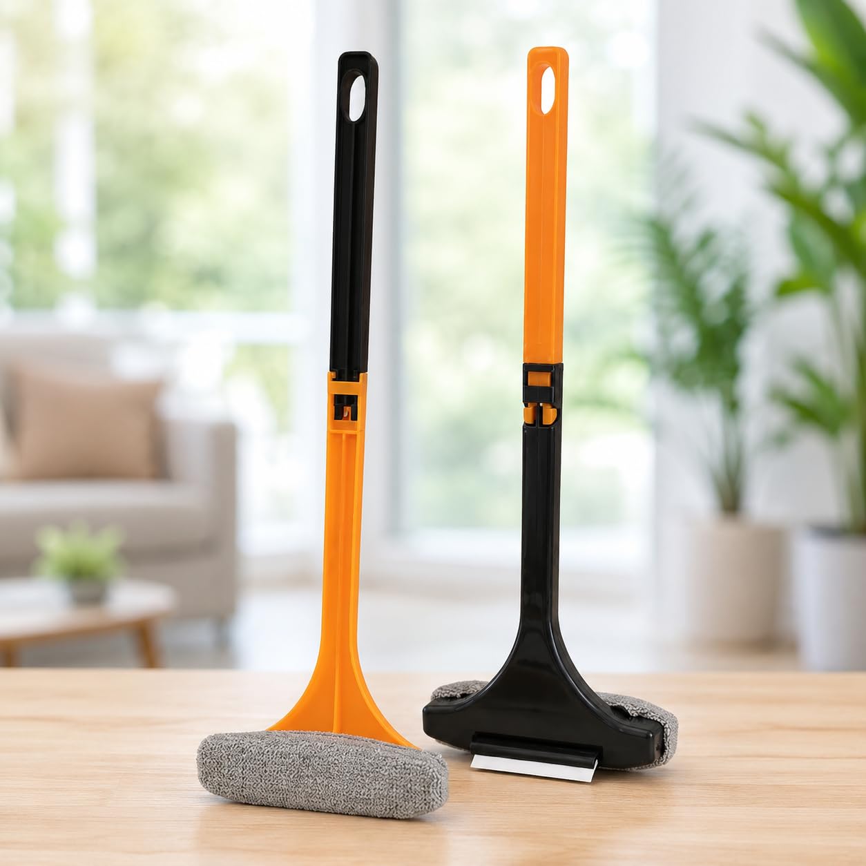 sgf store 2 in 1 window cleaner brush with squeegee | double side window mesh cleaner brush | window screen cleaning wiper for glass, sliding doors, mirrors & home cleaning (multicolor, pack of 1)