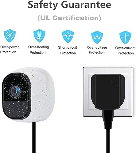 Miniatura 6 de Cable de alimentación de exterior resistente a la intemperie de 40 pies para Arlo Pro y Arlo Pro 2, con adaptador de corriente de carga rápida 3.0