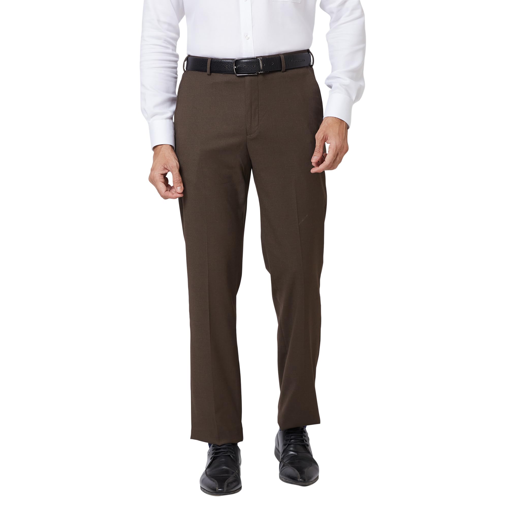 park avenue Men Smart Fit Solid Pattern Poly Viscose Blend Flat Front Formal Trouser-picture-41