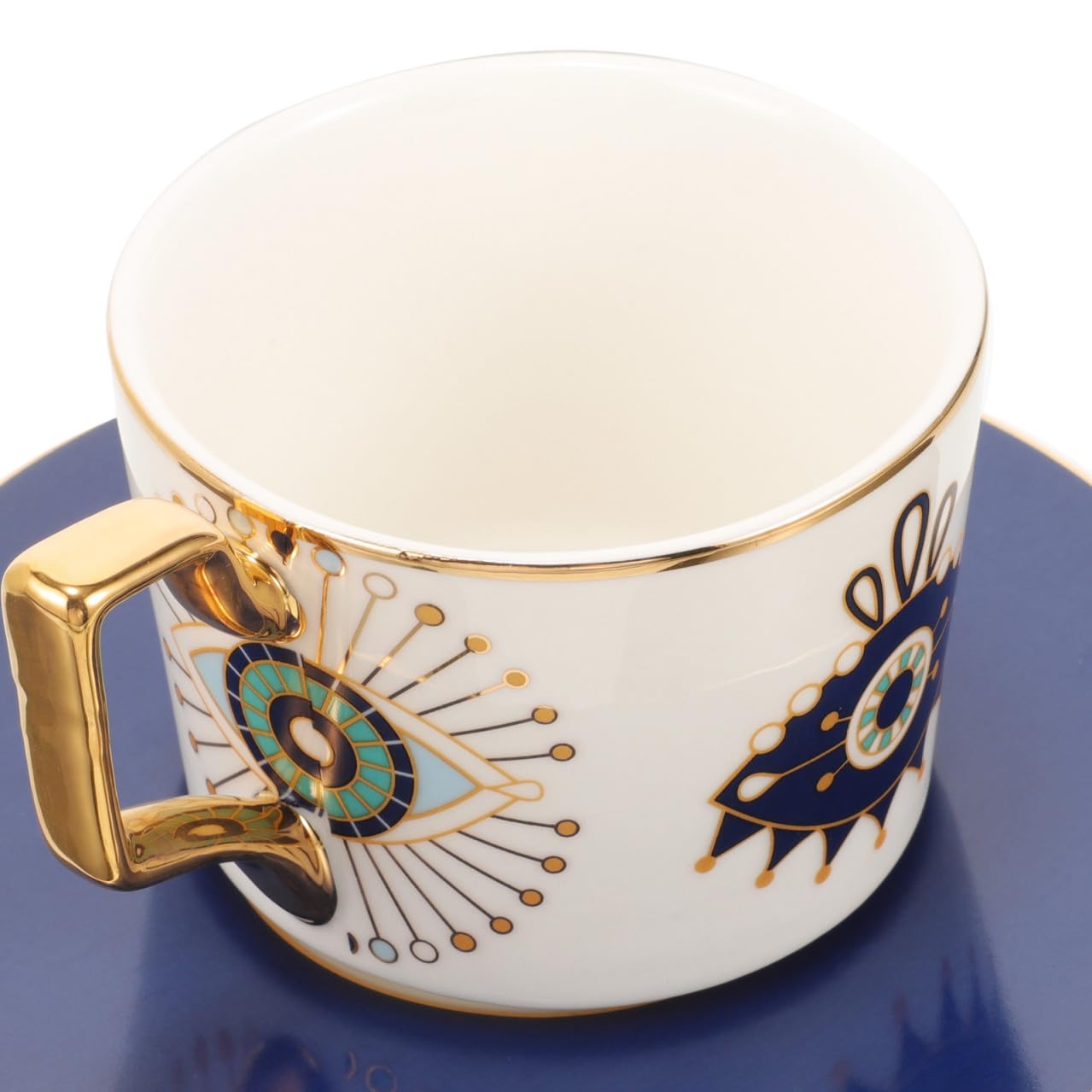 1set Tazzine Ceramica Con Piattino Design Evil Eye Tazza Per Caffè e Latte Stile Europeo Accessorio Per Tè e Pomeriggi Di Relax