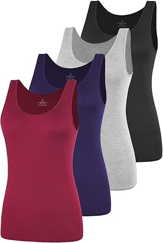 Miniatura 17 de AMVELOP - Camiseta básica sin mangas para mujer, ropa interior, camiseta sin mangas en paquete de 2-4 unidades Blanco,1-bl/Gr/Wh/Pi,1-bl/Wh/Bl/Wh,2