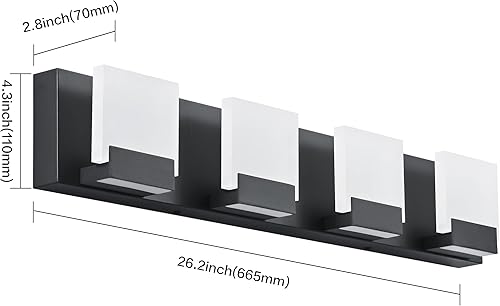 Miniatura 3 de SOLFART Lámparas de tocador de baño, luces de tocador para baño, sobre espejo, modernas, color negro, 4 luces ND