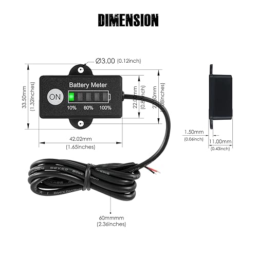 Miniatura 7 de Medidor de nivel de batería de plomo ácido de 12 V y 24 V para carrito de golf, monitor de capacidad de batería LED para Club Car Star Carretilla