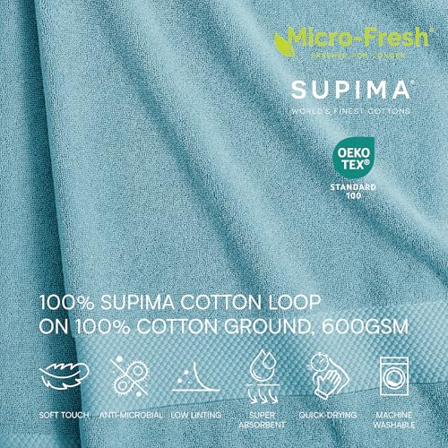 Lacoste Heritage 100% Supima Cotton Bath Sheet, Celestial, 35" x 70" – Highly Absorbent & Quick Drying, Premium Super Soft Bath Towel, Bathroom Essential, Gift for All Occasions, Machine Washable by Lacoste - Image 4