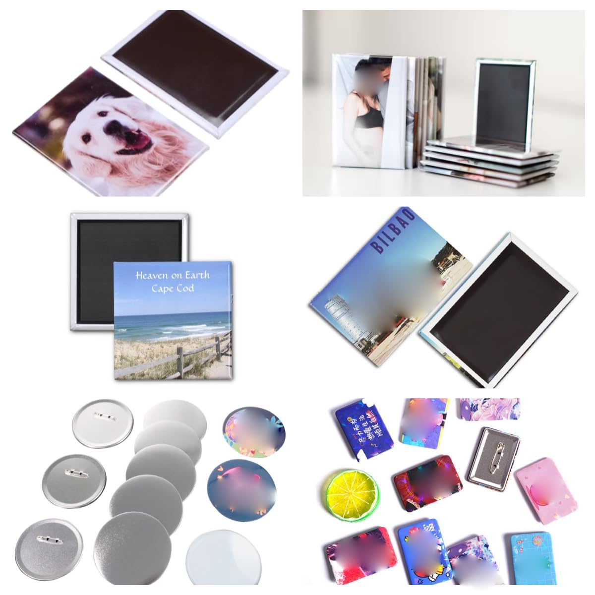 Kit Macchina per Badge Professionisti con punzonatura, fustellatore e componenti da 100 Pezzi, Pulsante 61x58mm Premere per Badge e Pin del Pentagono Fai -da -Te