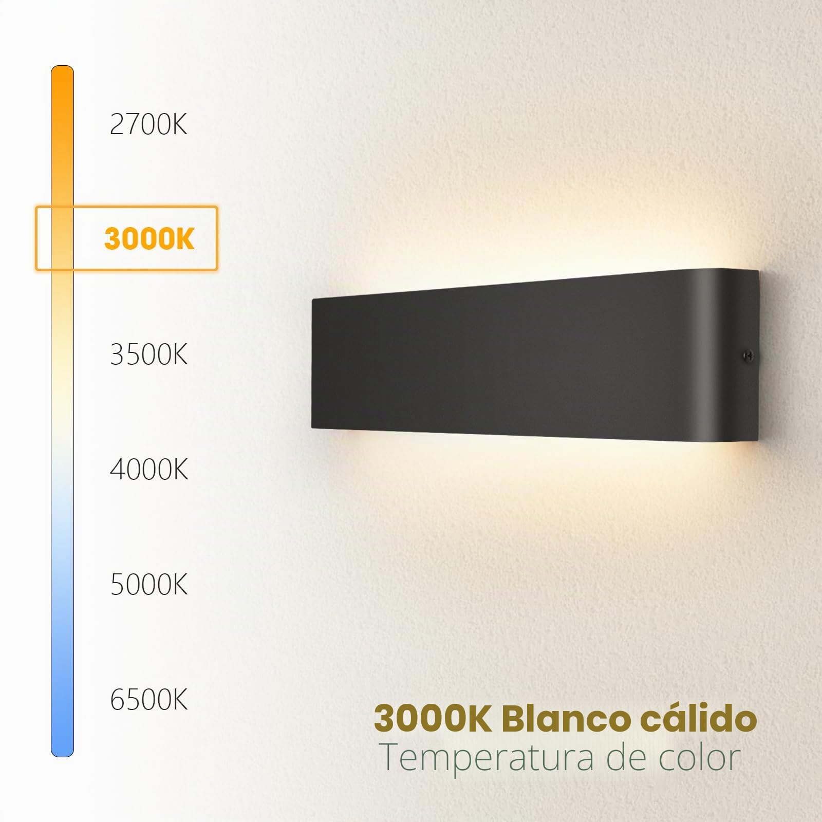 2 Pack Aplique de pared interior 40 cm, aplique de pared 18 W con Up Down Source, 3000 K Lámpara LED moderna, apliques de pared de aluminio, iluminación de pared para porche pasillo patio