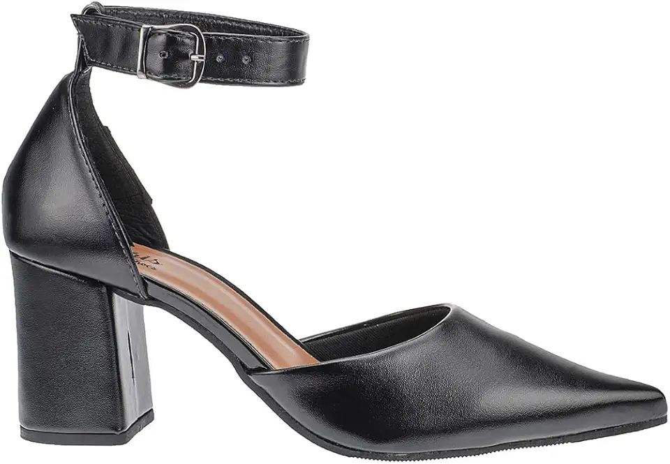 Sapato Scarpin Salto Alto Grosso Confortável Bico Fino Sandália Social Macia Lóris Shoes 3078